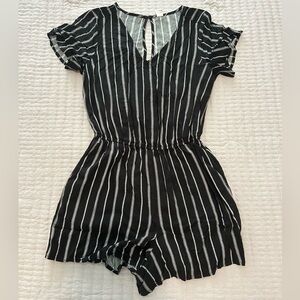 Black and White Striped Romper